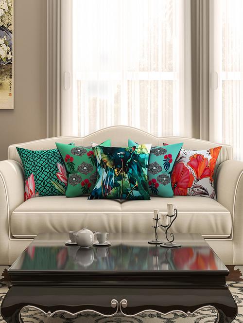multicoloued cotton printed cushion cover (set of 5) - 11599550 - Standard Image - 1