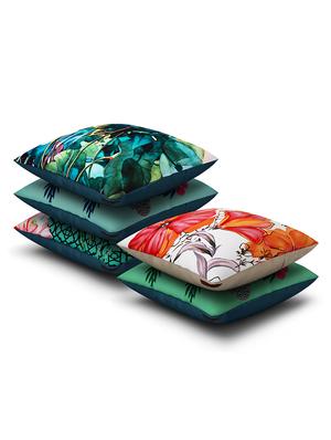 multicoloued cotton printed cushion cover (set of 5) - 11599550 - Standard Image - 2