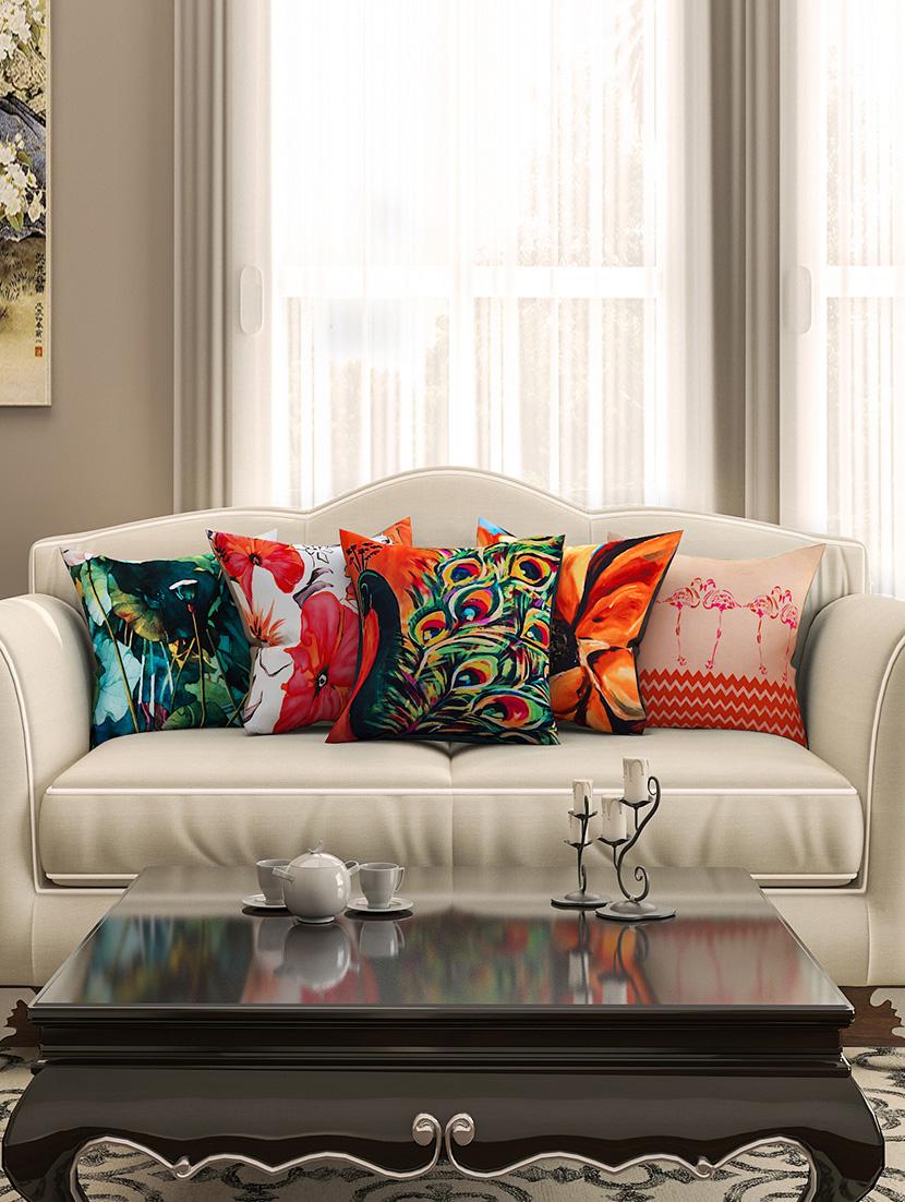 multicoloued cotton printed cushion cover (set of 5) - 11599551 - Zoom Image - 1