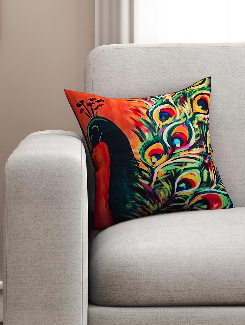 orange and green cotton printed cushion cover - 11599557 - Zoom Image - 1