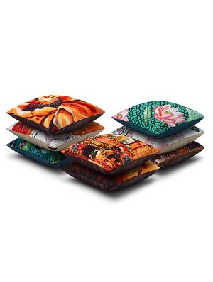 multicoloured cotton printed cushion cover (set of 8) - 11599573 - Standard Image - 2