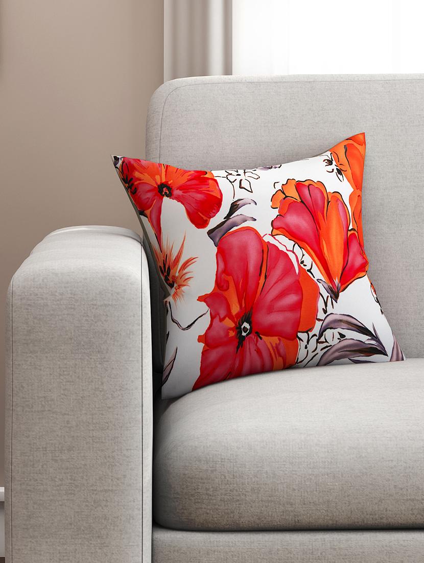 white cotton floral print cushion cover - 11600580 - Zoom Image - 1