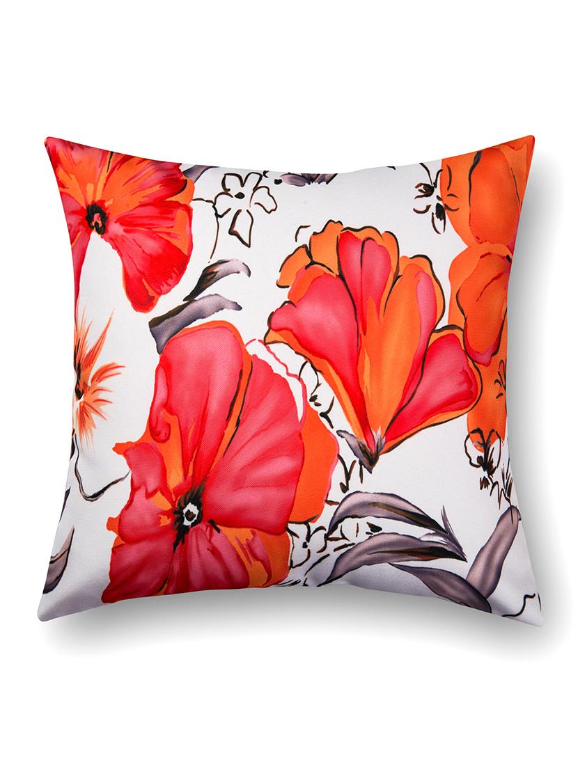 white cotton floral print cushion cover - 11600580 - Zoom Image - 2
