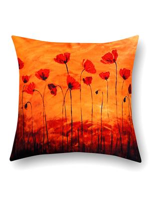 orange cotton floral print cushion cover - 11600582 - Standard Image - 2