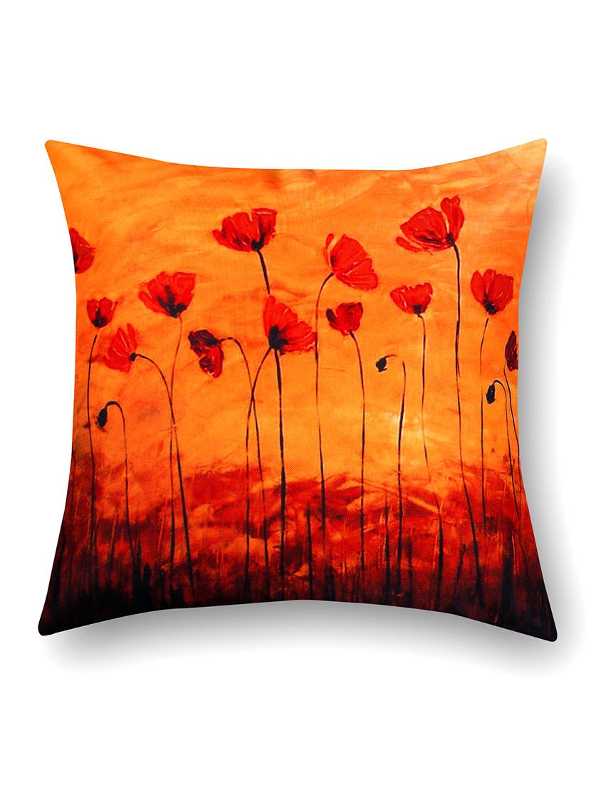 orange cotton floral print cushion cover - 11600582 - Zoom Image - 2