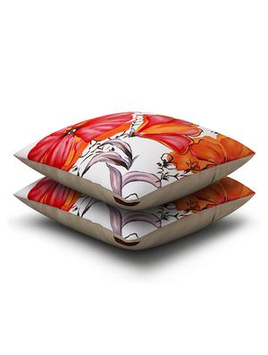 white cotton printed cushion cover (set of 2) - 11600595 - Standard Image - 2