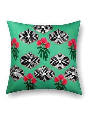 green cotton printed cushion cover (set of 2) - 11600598 - Standard Image - 3