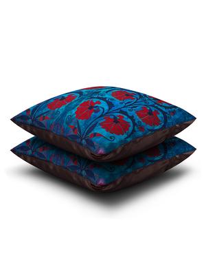 blue cotton printed cushion cover (set of 2) - 11600601 - Standard Image - 2