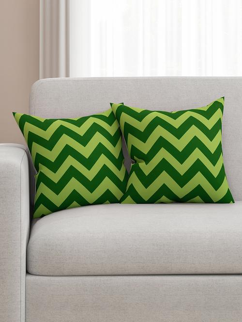 green cotton printed cushion cover (set of 2) - 11600606 - Standard Image - 1