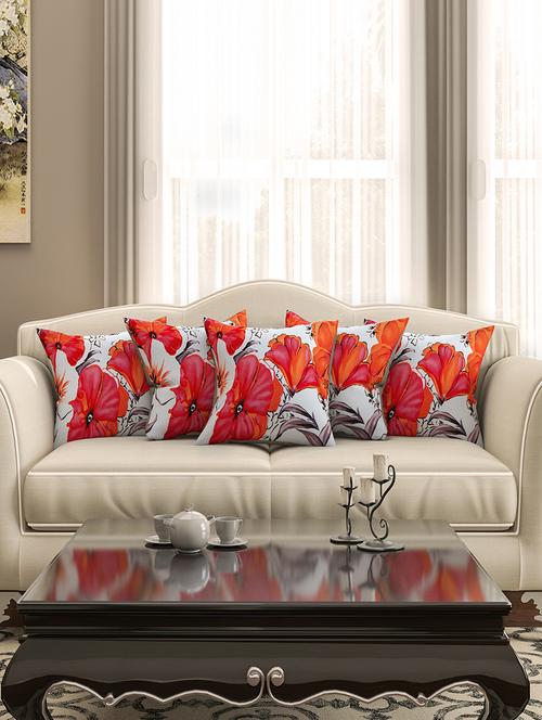 white cotton printed cushion cover (set of 5) - 11600610 - Standard Image - 1