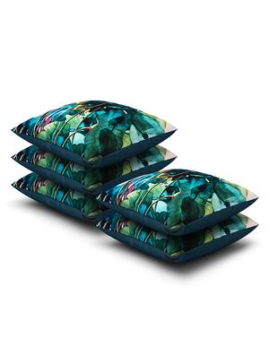 green cotton printed cushion cover (set of 5) - 11600611 - Standard Image - 2