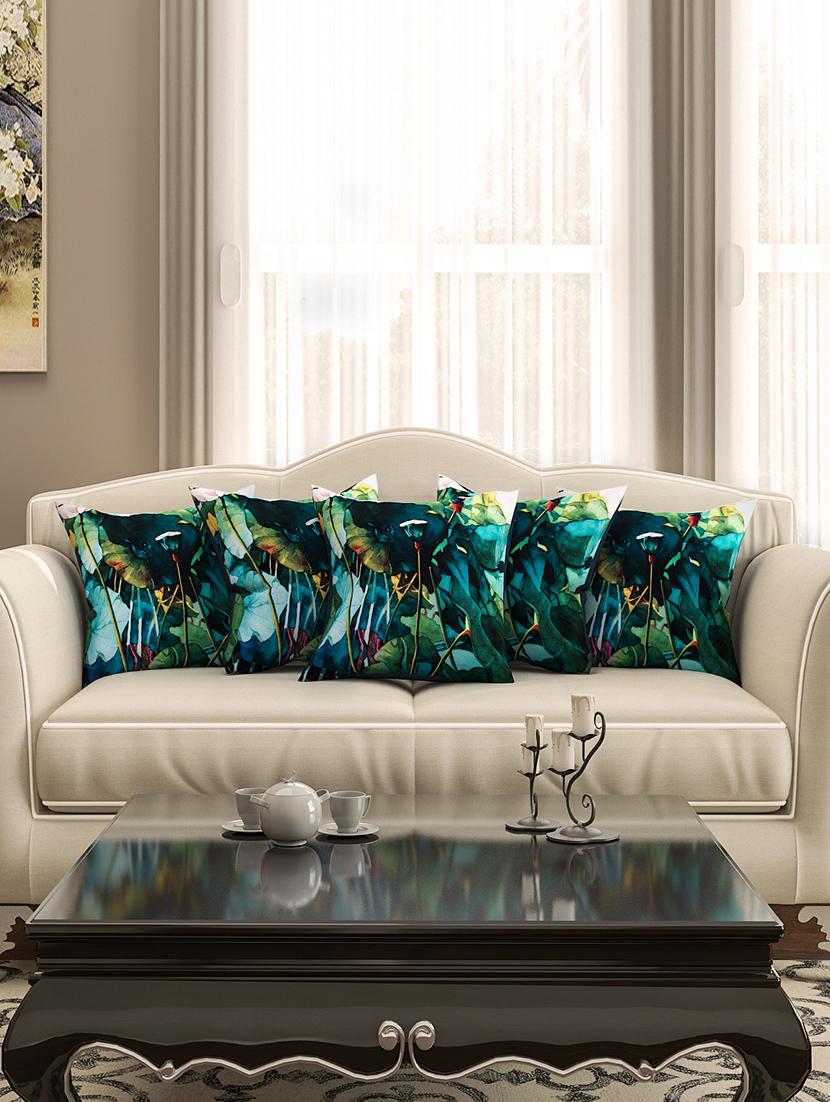 green cotton printed cushion cover (set of 5) - 11600611 - Zoom Image - 1