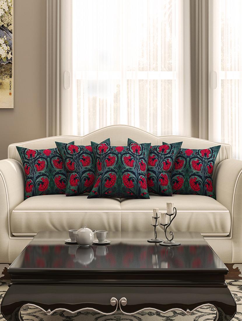 grey cotton printed cushion cover (set of 5) - 11600615 - Zoom Image - 1