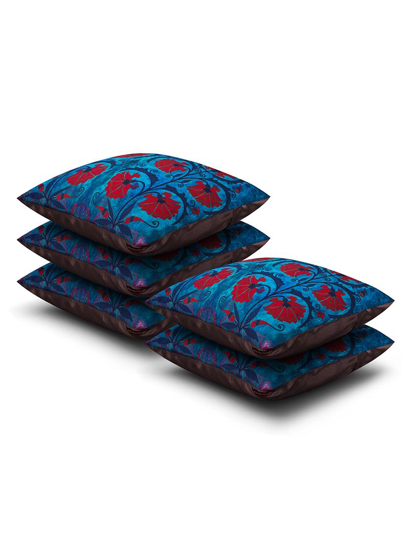 blue cotton printed cushion cover (set of 5) - 11600616 - Zoom Image - 2