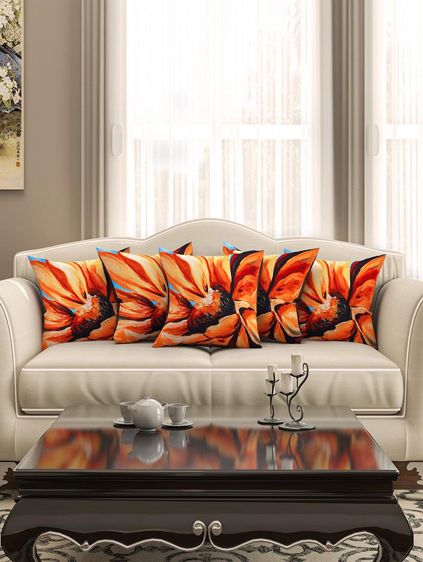 orange cotton printed cushion cover (set of 5) - 11600618 - Zoom Image - 1