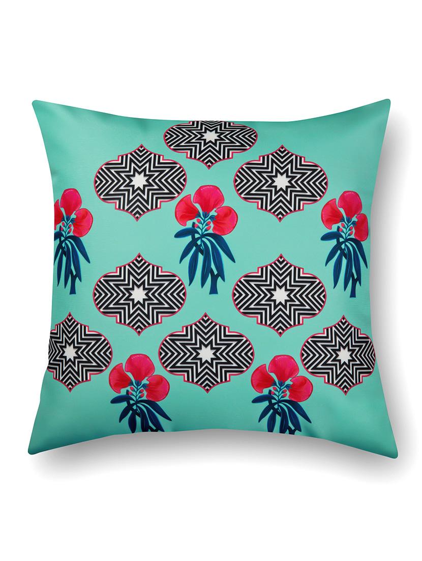 green cotton printed cushion cover (set of 5) - 11600619 - Zoom Image - 3
