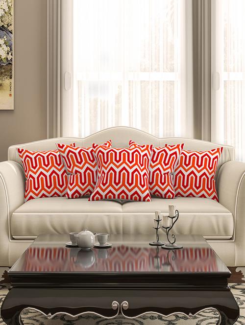 white cotton printed cushion cover (set of 5) - 11600624 - Standard Image - 1