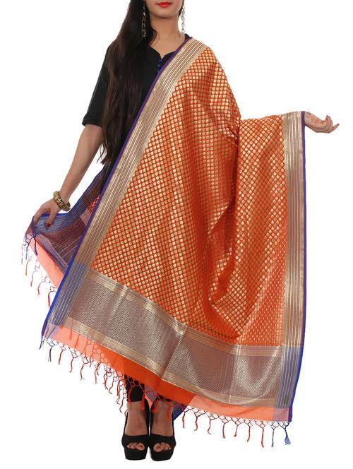 orange pure silk dupatta - 11600861 - Standard Image - 1