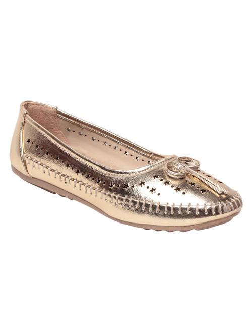 slid gold faux leather cutwork ballerina - 11603290 - Standard Image - 1