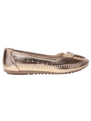 slid gold faux leather cutwork ballerina - 11603290 - Standard Image - 2