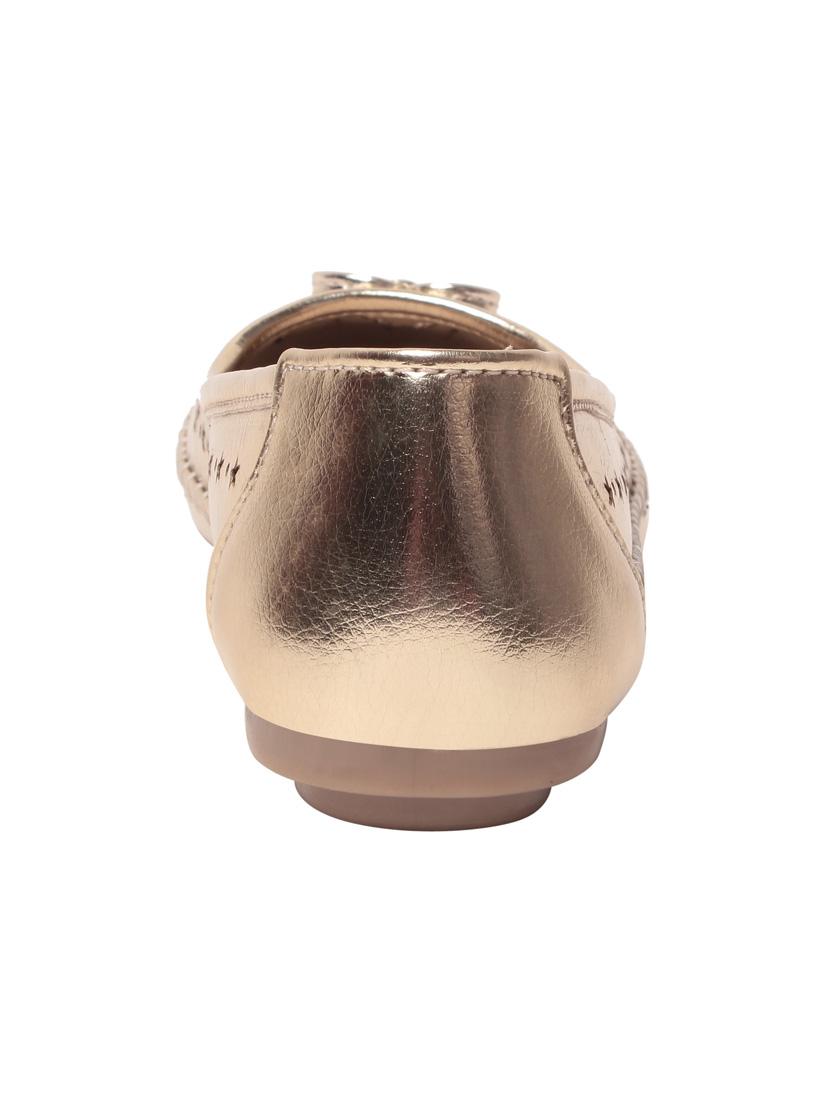 slid gold faux leather cutwork ballerina - 11603290 - Zoom Image - 3