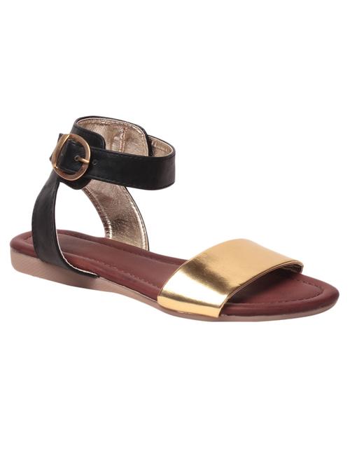 black and gold colour block faux leather sandal - 11603360 - Standard Image - 1