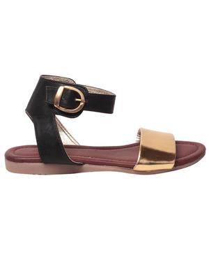 black and gold colour block faux leather sandal - 11603360 - Standard Image - 2