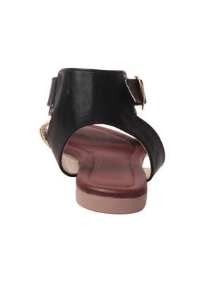 black and gold colour block faux leather sandal - 11603360 - Standard Image - 3