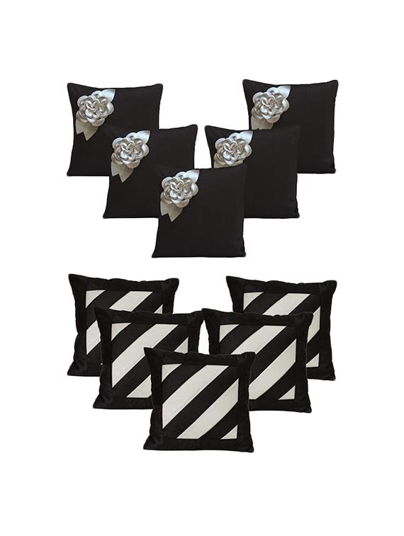 set of 10 black floral cushion cover - 11605491 - Zoom Image - 1