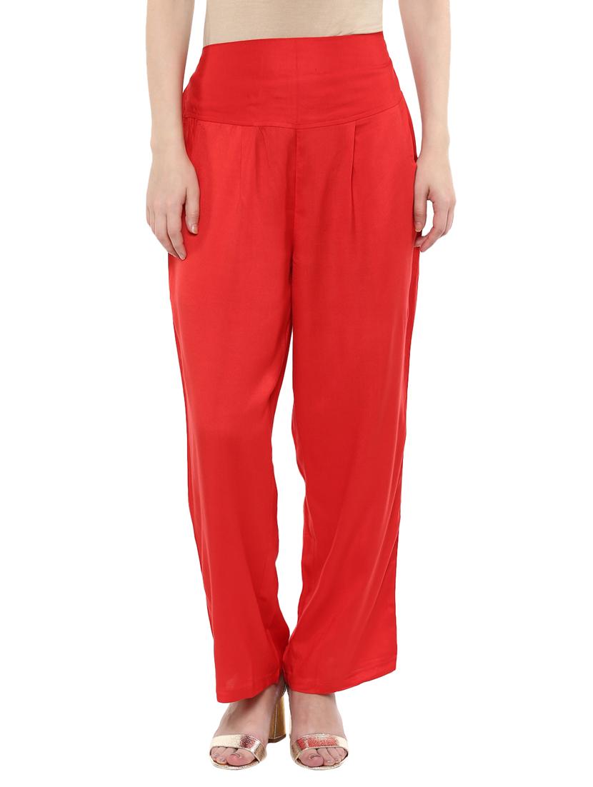 red viscose palazzos - 11609794 - Zoom Image - 1
