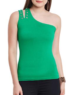 embellished single shoulder top - 11615650 - Standard Image - 1