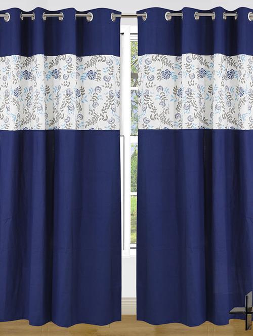 set of 2 cotton floral printed curtain - 11625305 - Standard Image - 1