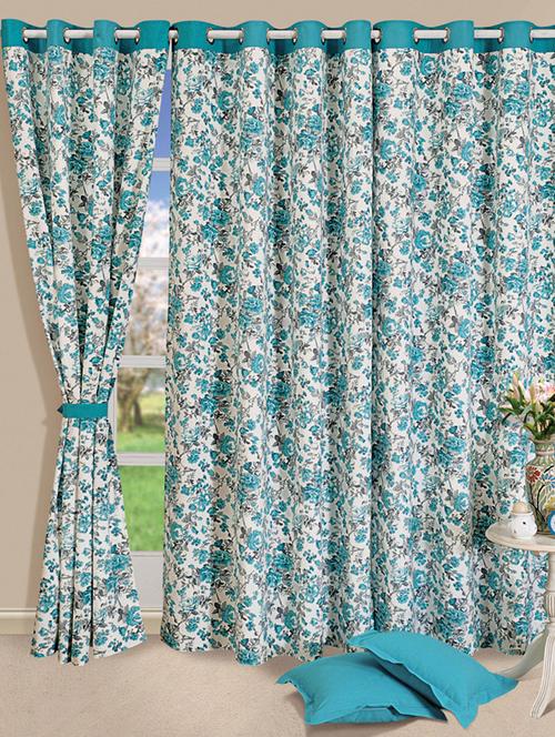 blue printed cotton curtain - 11625483 - Standard Image - 1