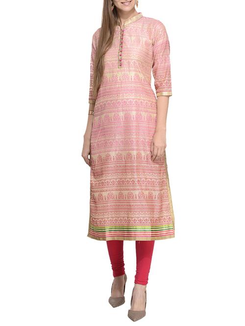 beige chanderi embroidered kurta - 11632155 - Very Small Image - 1