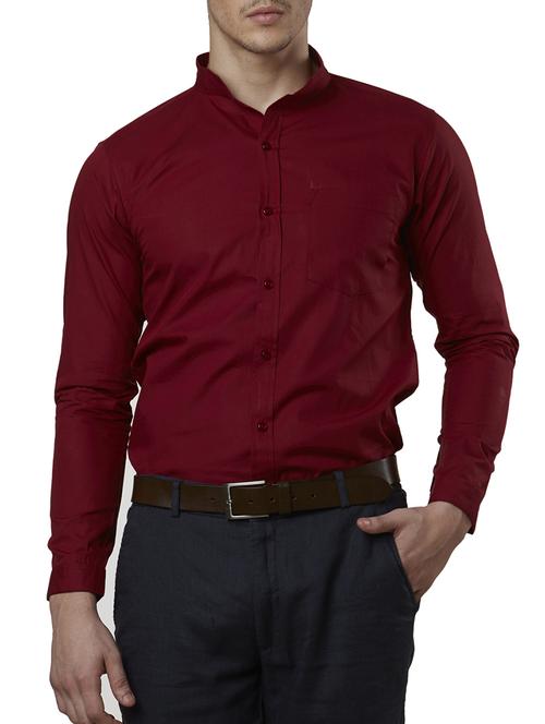 solid maroon cotton formal shirt - 11632492 - Standard Image - 1