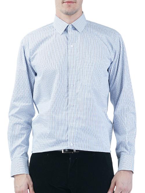 blue checkered cotton formal shirt - 11651045 - Very Small Image - 1