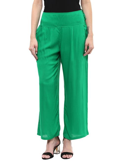 green rayon trouser - 11656159 - Standard Image - 1