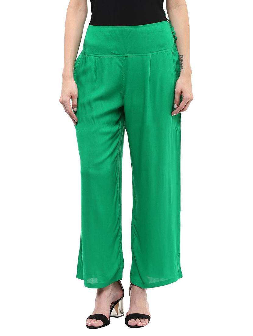 green rayon trouser - 11656159 - Zoom Image - 1