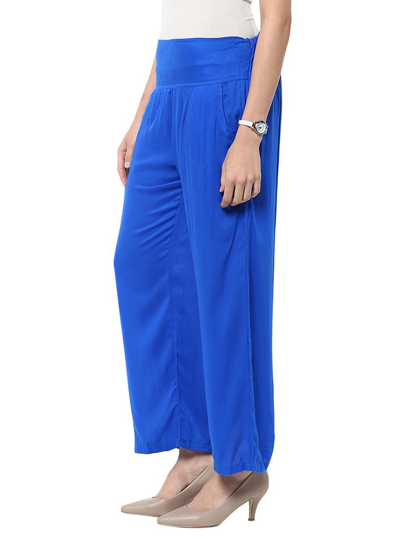 blue viscose chinos trousers - 11656160 - Zoom Image - 2
