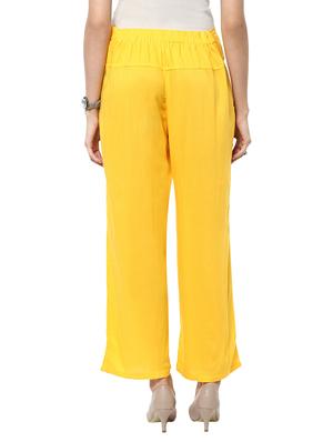 yellow rayon trouser - 11656161 - Standard Image - 3