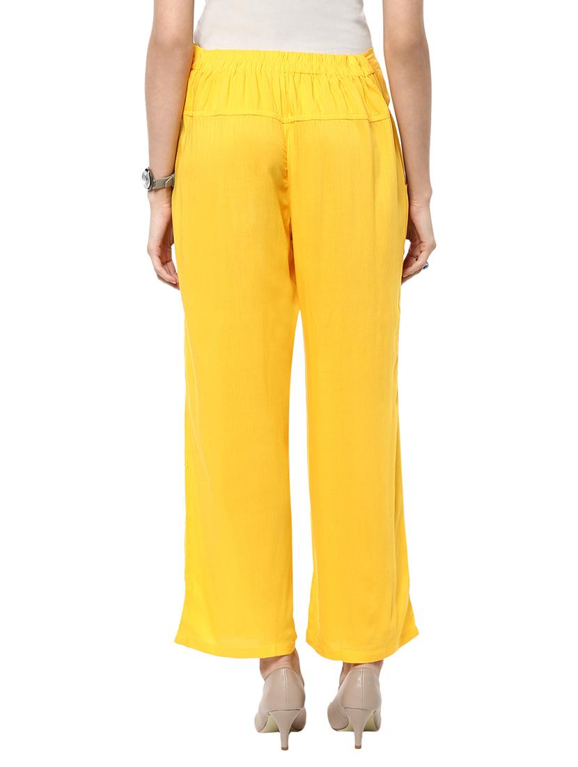 yellow rayon trouser - 11656161 - Zoom Image - 3