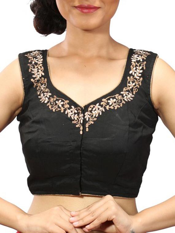 black net embroidered stitched blouse