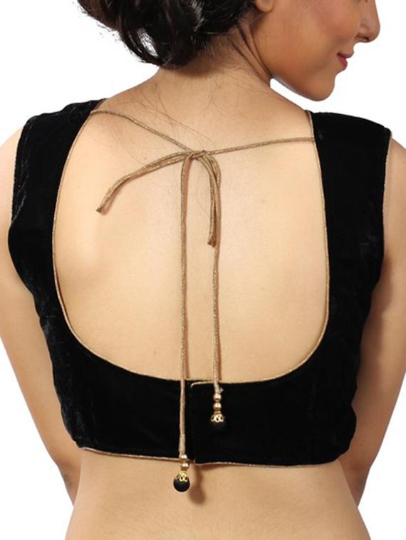 black velvet embellished stitched blouse - 11665112 - Zoom Image - 2