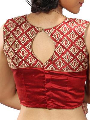 red silk blend brocade blouse - 11665122 - Standard Image - 2
