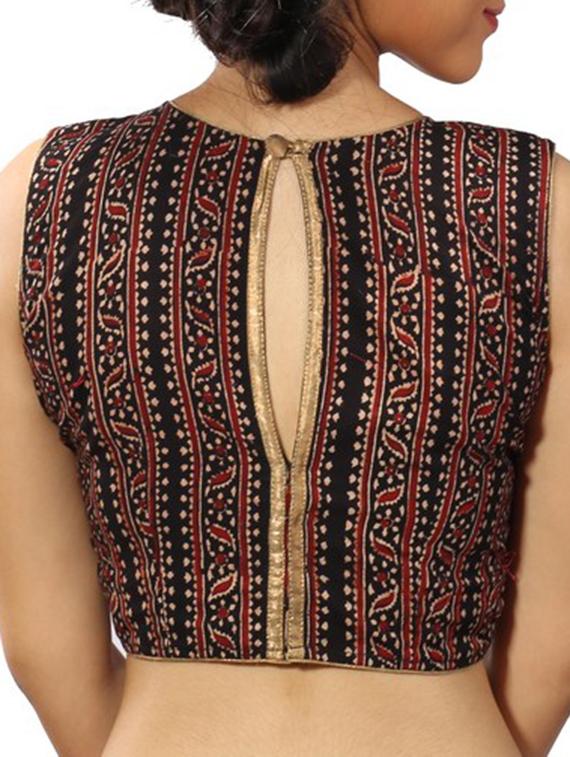black cotton mirror work blouse - 11665143 - Zoom Image - 2