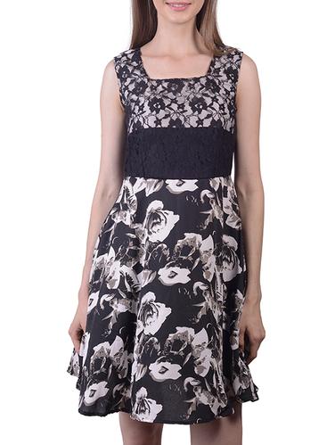black polyester fit & flare dress - 11665195 - Very Small Image - 1