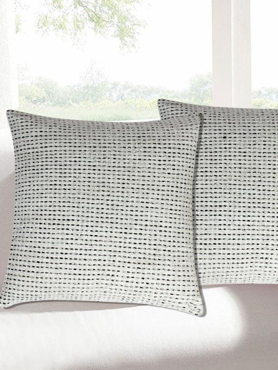 saral home premium quality textured fabric made cushion cover set of 2pc -40x40 cm - 11665414 - Zoom Image - 2