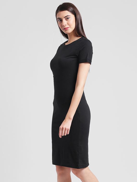 round neck solid sheath dress - 11667977 - Zoom Image - 2