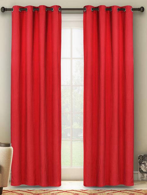 100% premium cotton maroon eyelet curtain - 11668022 - Standard Image - 1