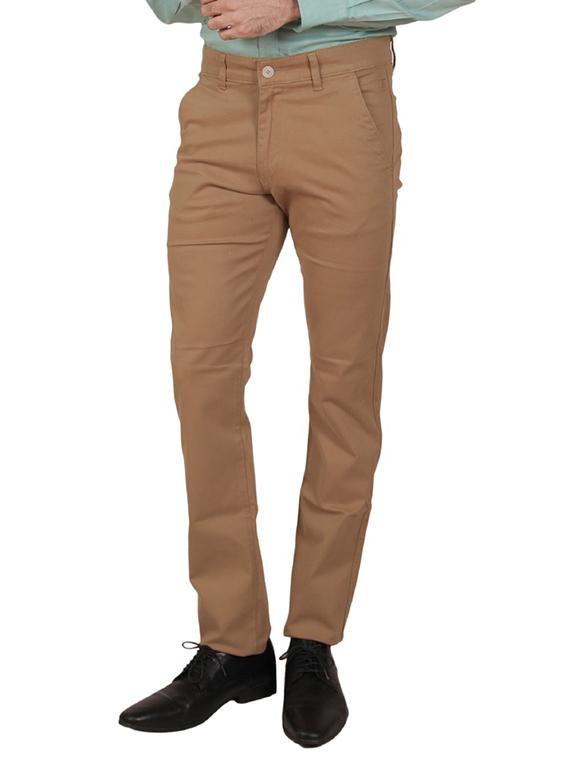 solid brown cotton formal trouser - 11668683 - Zoom Image - 1